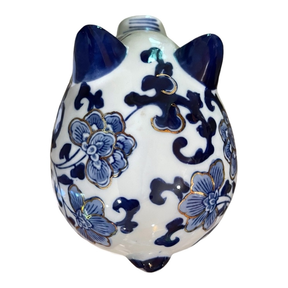 Vintage Blue & White Chinoiserie Piggy Figurine 3.5 Inches Tall - Picture 7 of 11